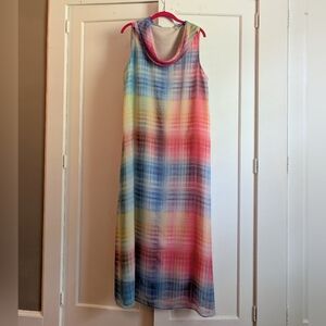 Soft Surroundings Maxi Dress, XL, Color! Cowl Neck, Sleeveless, Chiffon Layers